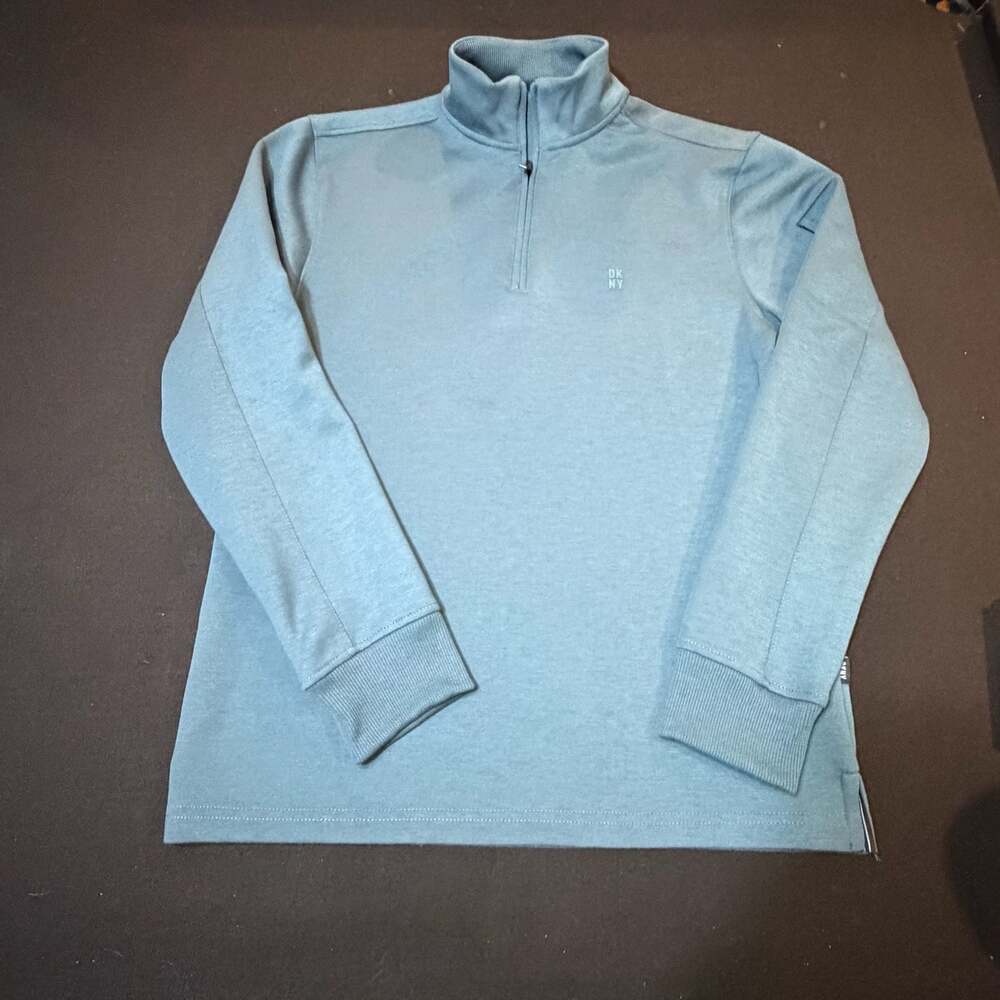 DKNY Men's Quarter-Zip Pullover Sweatshirt in Teal sz Medium